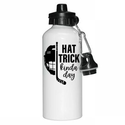 Ice Hockey Hat Trick Kinda Day Christmas Ice Hockey Player Gift Aluminum Water Bottle