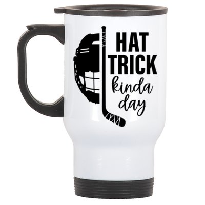 Ice Hockey Hat Trick Kinda Day Christmas Ice Hockey Player Gift Stainless Steel Travel Mug