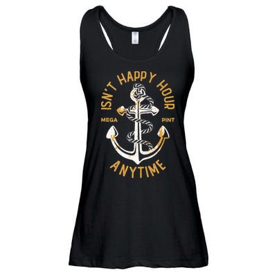 Isnt Happy Hour Anytime Mega Pint Funny Vintage Anchor Ladies Essential Flowy Tank