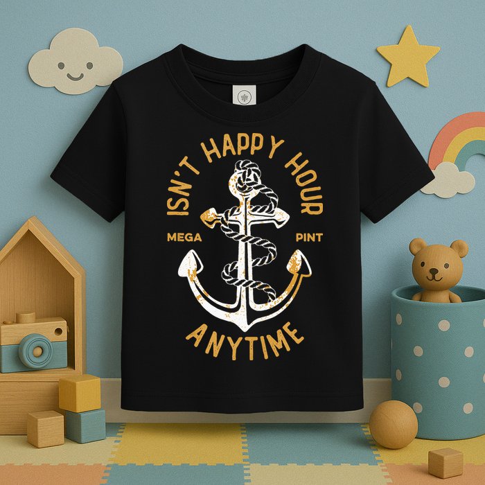 Isnt Happy Hour Anytime Mega Pint Funny Vintage Anchor Toddler T-Shirt