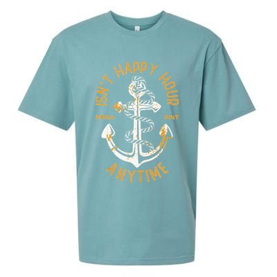 Isnt Happy Hour Anytime Mega Pint Funny Vintage Anchor Sueded Cloud Jersey T-Shirt