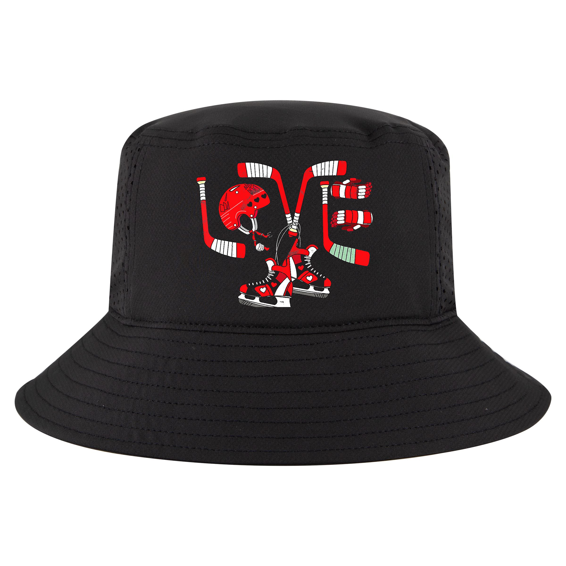 Ice Hockey Heart Valentines Day Love Gifts Boys Girls Goalie Cool Comfort Performance Bucket Hat