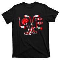 Ice Hockey Heart Valentines Day Love Gifts Boys Girls Goalie T-Shirt