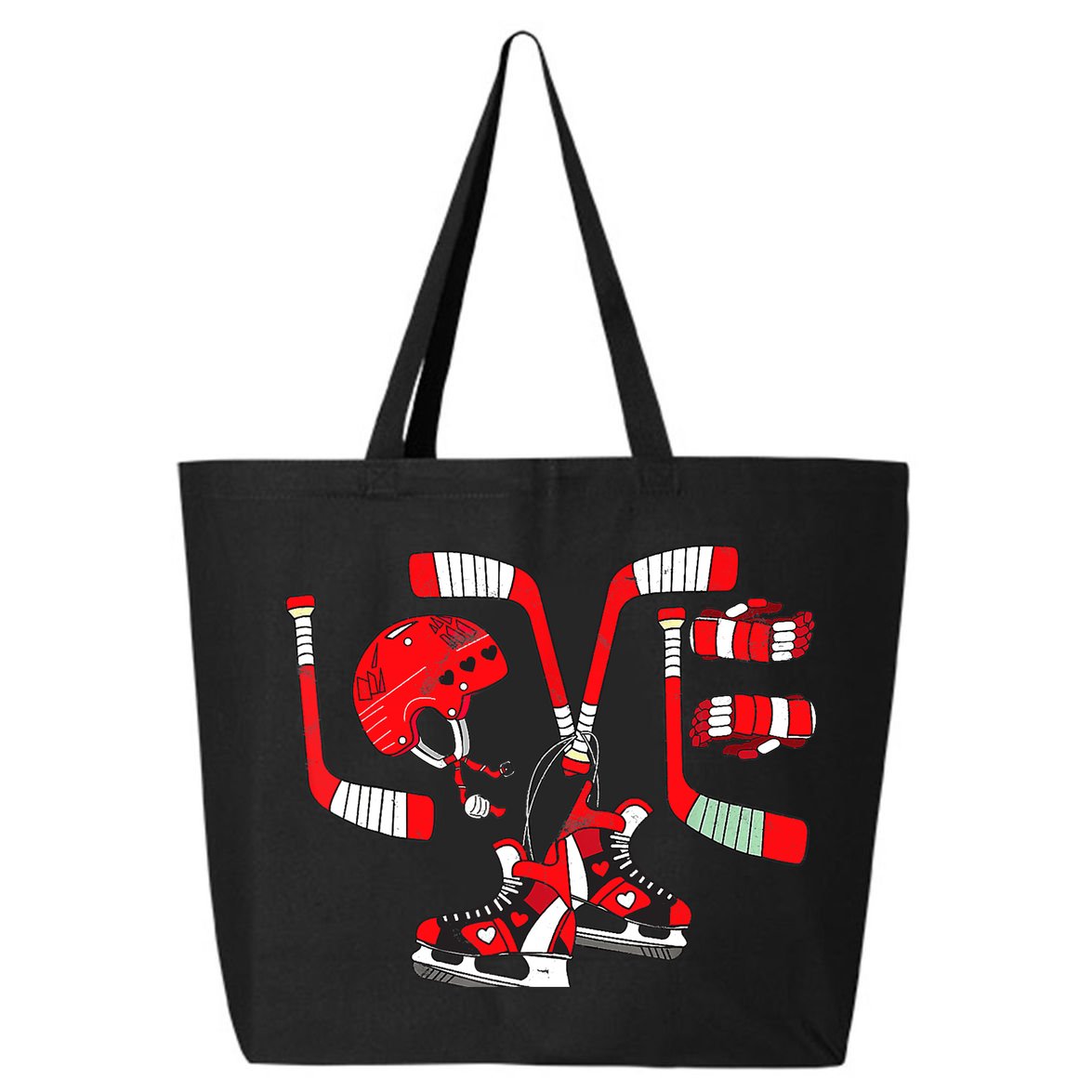 Ice Hockey Heart Valentines Day Love Gifts Boys Girls Goalie 25L Jumbo Tote