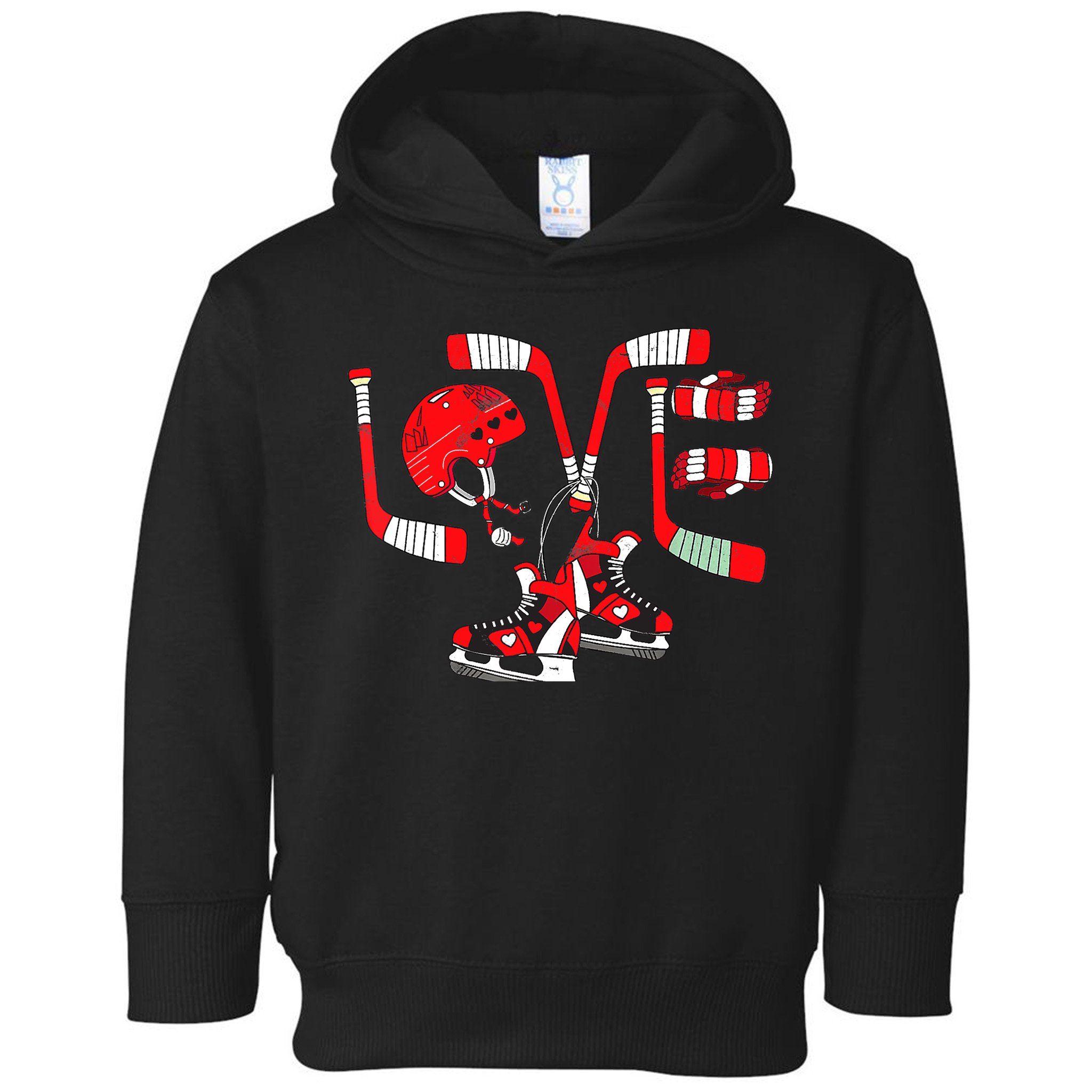 Ice Hockey Heart Valentines Day Love Gifts Boys Girls Goalie Toddler Hoodie