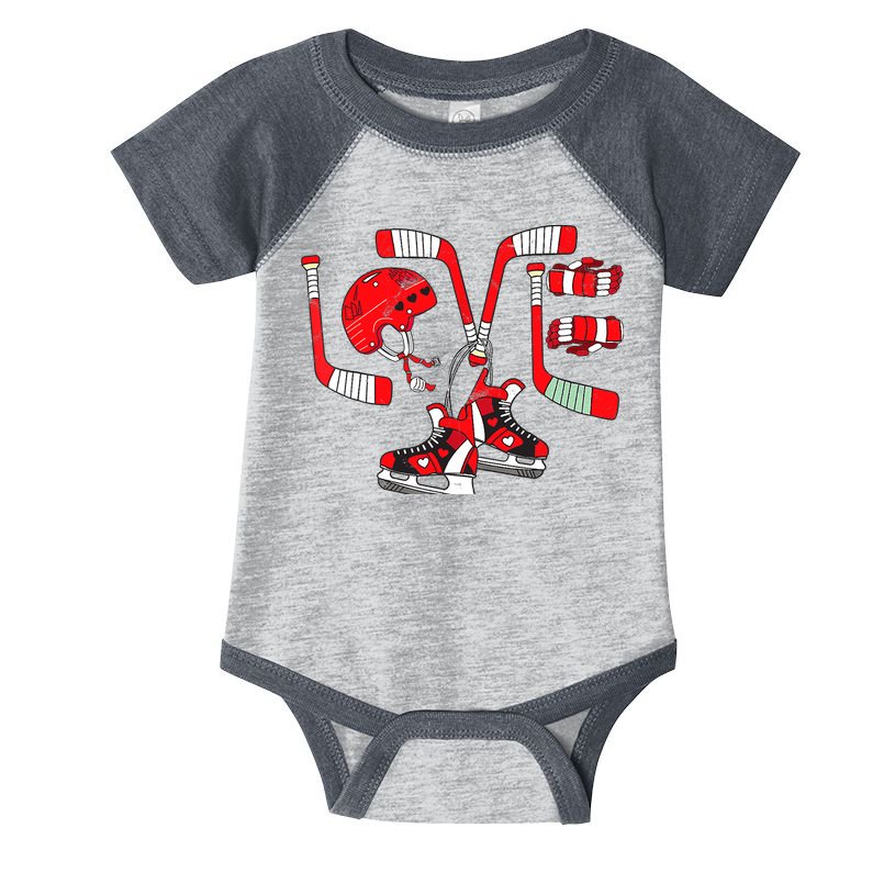 Ice Hockey Heart Valentines Day Love Gifts Boys Girls Goalie Infant Baby Jersey Bodysuit