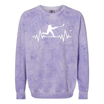 Ice Hockey Heartbeat Ecg Icehockey Player Gift Colorblast Crewneck Sweatshirt