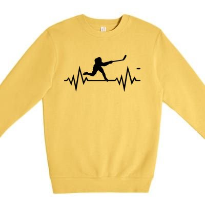 Ice Hockey Heartbeat Ecg Icehockey Player Gift Premium Crewneck Sweatshirt