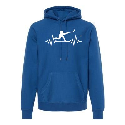 Ice Hockey Heartbeat Ecg Icehockey Player Gift Premium Hoodie