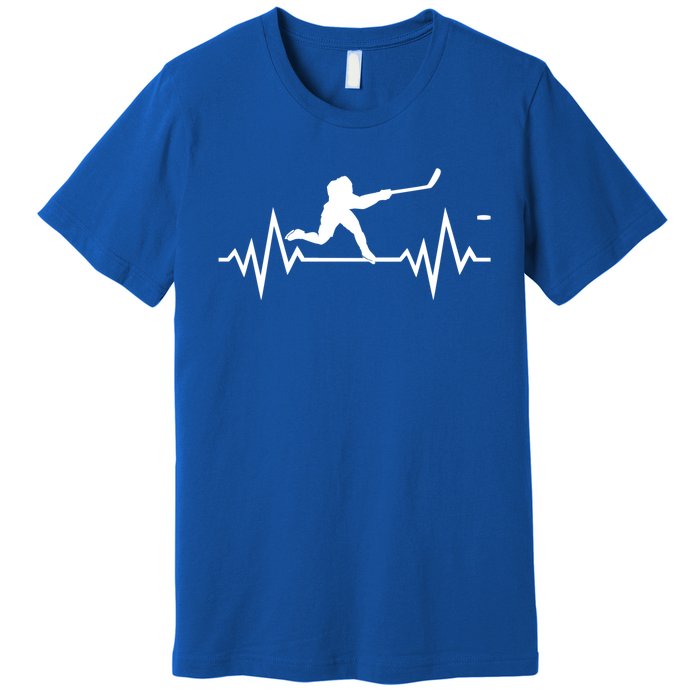 Ice Hockey Heartbeat Ecg Icehockey Player Gift Premium T-Shirt