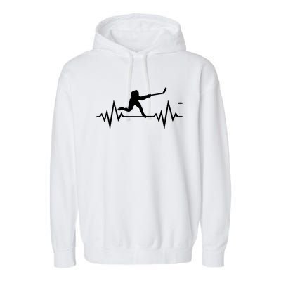 Ice Hockey Heartbeat Ecg Icehockey Player Gift Garment-Dyed Fleece Hoodie