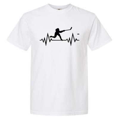 Ice Hockey Heartbeat Ecg Icehockey Player Gift Garment-Dyed Heavyweight T-Shirt