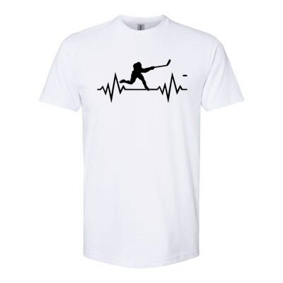 Ice Hockey Heartbeat Ecg Icehockey Player Gift Softstyle CVC T-Shirt