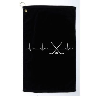 Ice Hockey Heartbeat I Love Ice Hockey For Fans Cute Gift Platinum Collection Golf Towel