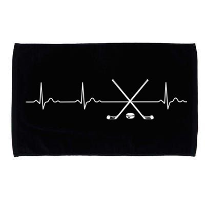 Ice Hockey Heartbeat I Love Ice Hockey For Fans Cute Gift Microfiber Hand Towel