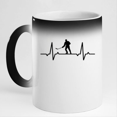 Ice Hockey Heartbeat Meaningful Gift 11oz Black Color Changing Mug