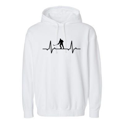 Ice Hockey Heartbeat Meaningful Gift Garment-Dyed Fleece Hoodie