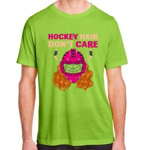 Ice Hockey Helmet Hair Sport Dont Care Great Gift Adult ChromaSoft Performance T-Shirt