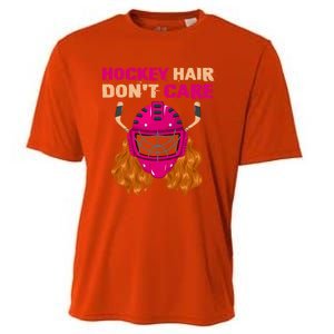 Ice Hockey Helmet Hair Sport Dont Care Great Gift Cooling Performance Crew T-Shirt