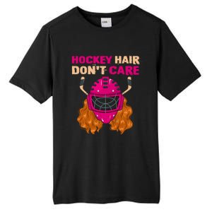 Ice Hockey Helmet Hair Sport Dont Care Great Gift Tall Fusion ChromaSoft Performance T-Shirt