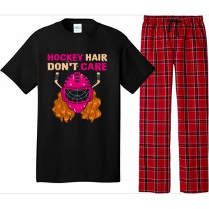 Ice Hockey Helmet Hair Sport Dont Care Great Gift Pajama Set