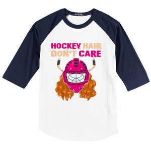 Ice Hockey Helmet Hair Sport Dont Care Great Gift Baseball Sleeve Shirt