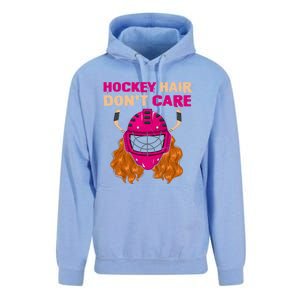 Ice Hockey Helmet Hair Sport Dont Care Great Gift Unisex Surf Hoodie