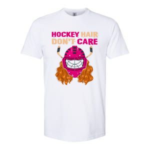 Ice Hockey Helmet Hair Sport Dont Care Great Gift Softstyle CVC T-Shirt