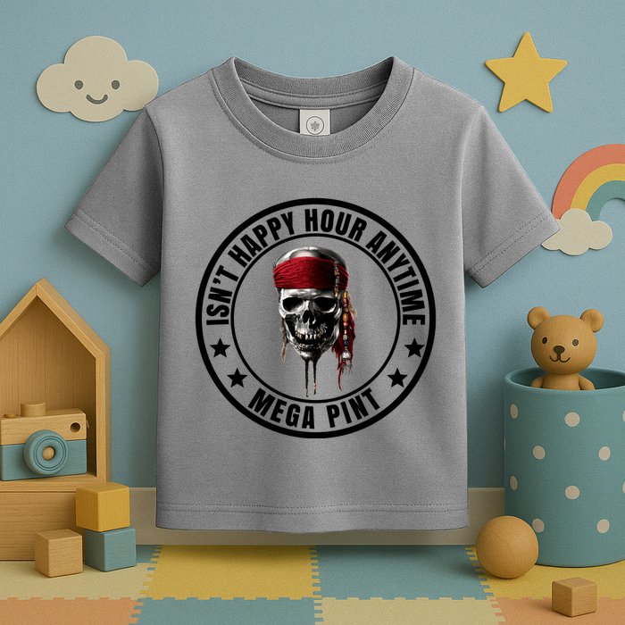 Isn't Happy Hour Anytime Mega Pint Pirate Toddler T-Shirt