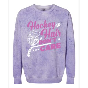 Ice Hockey Hockey Hair Dont Care Meaningful Gift Colorblast Crewneck Sweatshirt