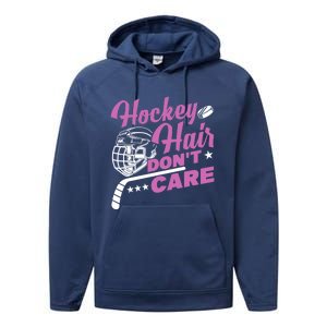 Ice Hockey Hockey Hair Dont Care Meaningful Gift Performance Fleece Hoodie