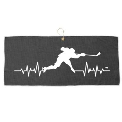 Ice Hockey Heartbeat Ice Hockey Players Gift Large Microfiber Waffle Golf Towel