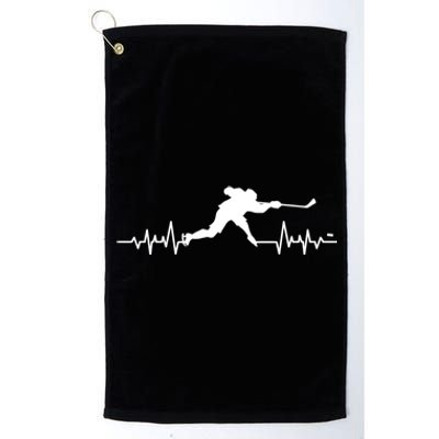 Ice Hockey Heartbeat Ice Hockey Players Gift Platinum Collection Golf Towel