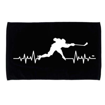 Ice Hockey Heartbeat Ice Hockey Players Gift Microfiber Hand Towel