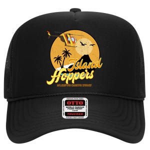 Island Hoppers Helicoter Charter Services High Crown Mesh Back Trucker Hat