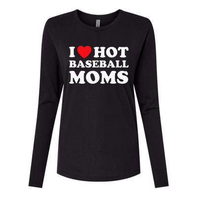 I Heart Hot Moms Baseball Mom Womens Cotton Relaxed Long Sleeve T-Shirt