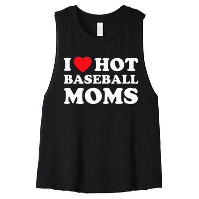 I Heart Hot Moms Baseball Mom Women's Racerback Cropped Tank