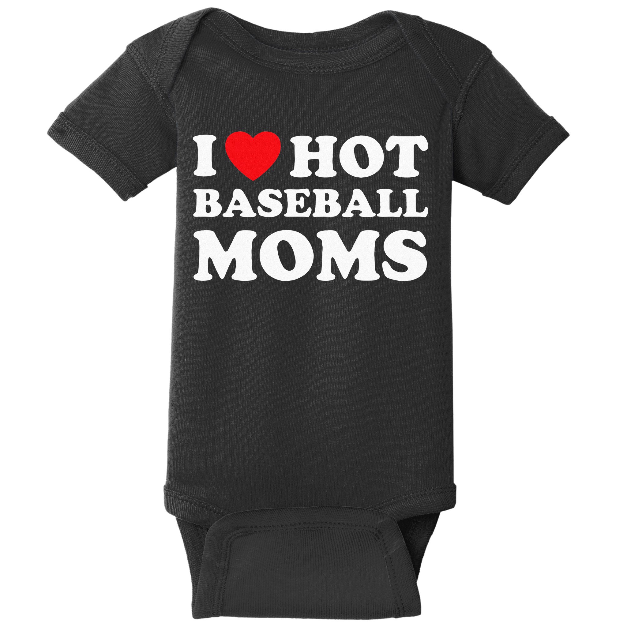I Heart Hot Moms Baseball Mom Baby Bodysuit