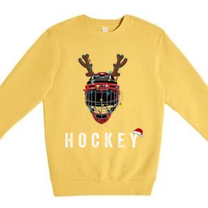 Ice Hockey Helmet Christmas Santa Claus Happy Hockey Days Great Gift Premium Crewneck Sweatshirt