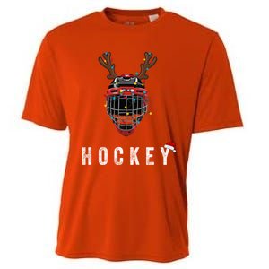 Ice Hockey Helmet Christmas Santa Claus Happy Hockey Days Great Gift Cooling Performance Crew T-Shirt