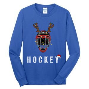 Ice Hockey Helmet Christmas Santa Claus Happy Hockey Days Great Gift Tall Long Sleeve T-Shirt