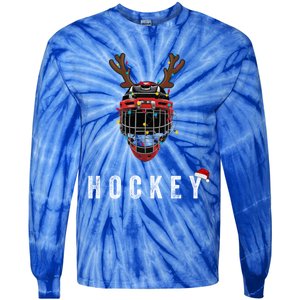 Ice Hockey Helmet Christmas Santa Claus Happy Hockey Days Great Gift Tie-Dye Long Sleeve Shirt