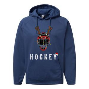 Ice Hockey Helmet Christmas Santa Claus Happy Hockey Days Great Gift Performance Fleece Hoodie