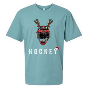 Ice Hockey Helmet Christmas Santa Claus Happy Hockey Days Great Gift Sueded Cloud Jersey T-Shirt