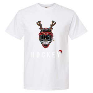 Ice Hockey Helmet Christmas Santa Claus Happy Hockey Days Great Gift Garment-Dyed Heavyweight T-Shirt