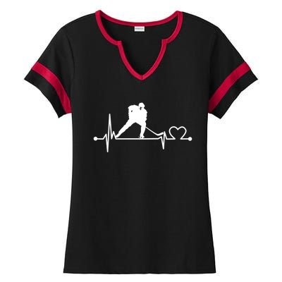 Ice Hockey Heartbeat Funny For Sports Cool Lover Gift Funny Gift Ladies Halftime Notch Neck Tee