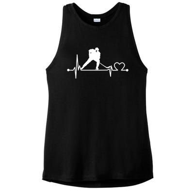 Ice Hockey Heartbeat Funny For Sports Cool Lover Gift Funny Gift Ladies PosiCharge Tri-Blend Wicking Tank