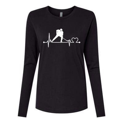 Ice Hockey Heartbeat Funny For Sports Cool Lover Gift Funny Gift Womens Cotton Relaxed Long Sleeve T-Shirt