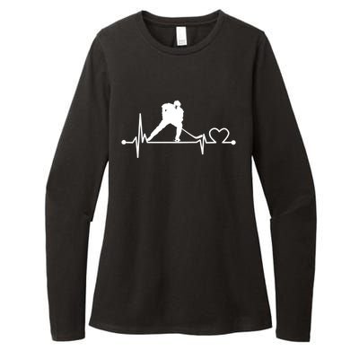 Ice Hockey Heartbeat Funny For Sports Cool Lover Gift Funny Gift Womens CVC Long Sleeve Shirt