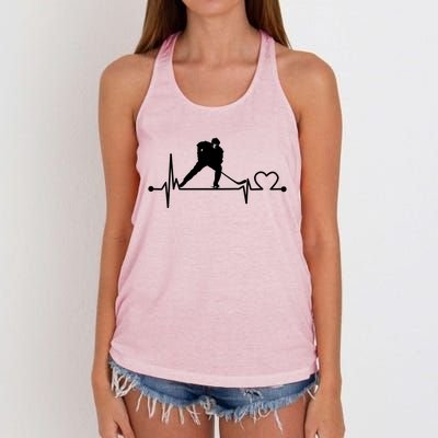 Ice Hockey Heartbeat Funny For Sports Cool Lover Gift Funny Gift Women's Knotted Racerback Tank